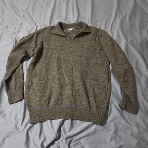 Martin Gordon Quarter Zip Wool Sweater Mens Size Small Brown Blue Trim Old Money